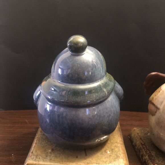 Vintage Kirklands Potters Garden Snowman And Angel Pottery Stocking Hangers - Picture 4 of 12